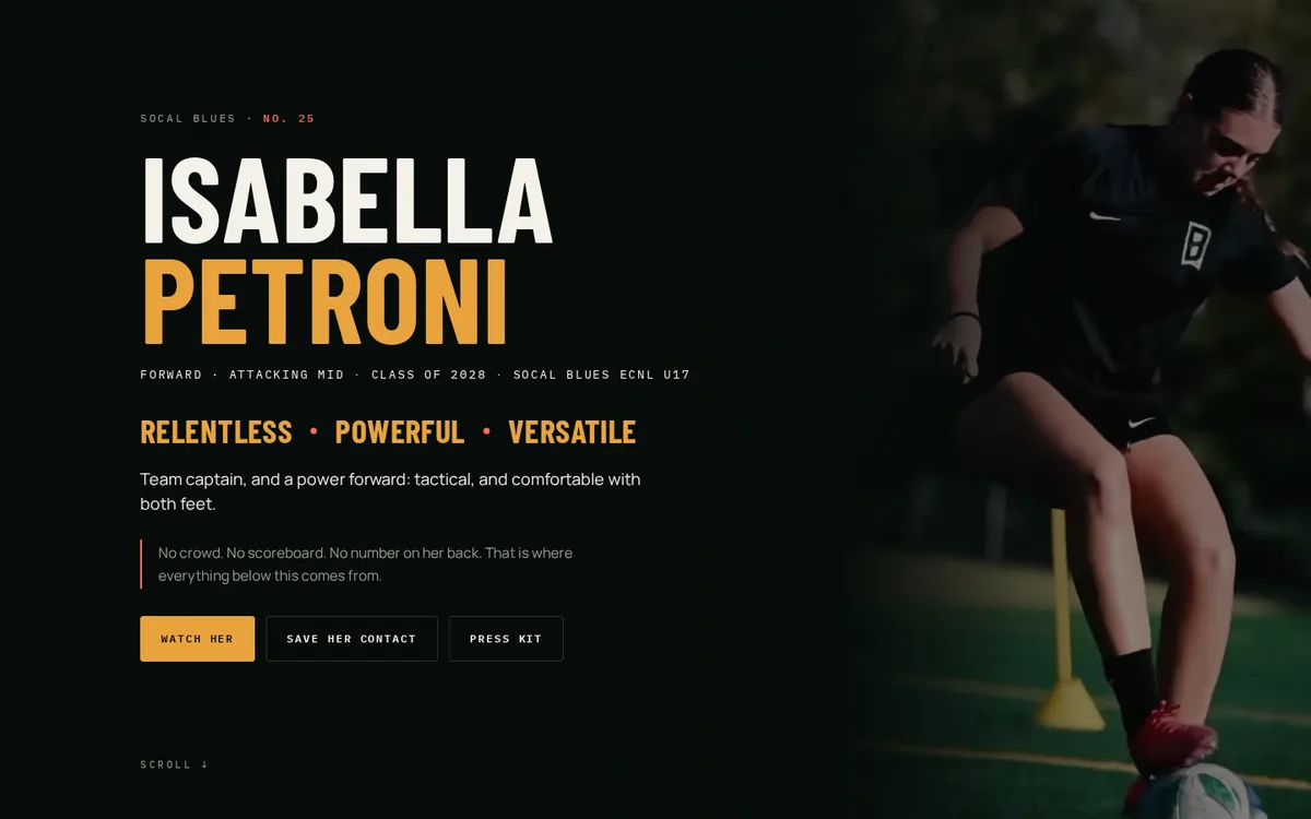 Isabella's profile page