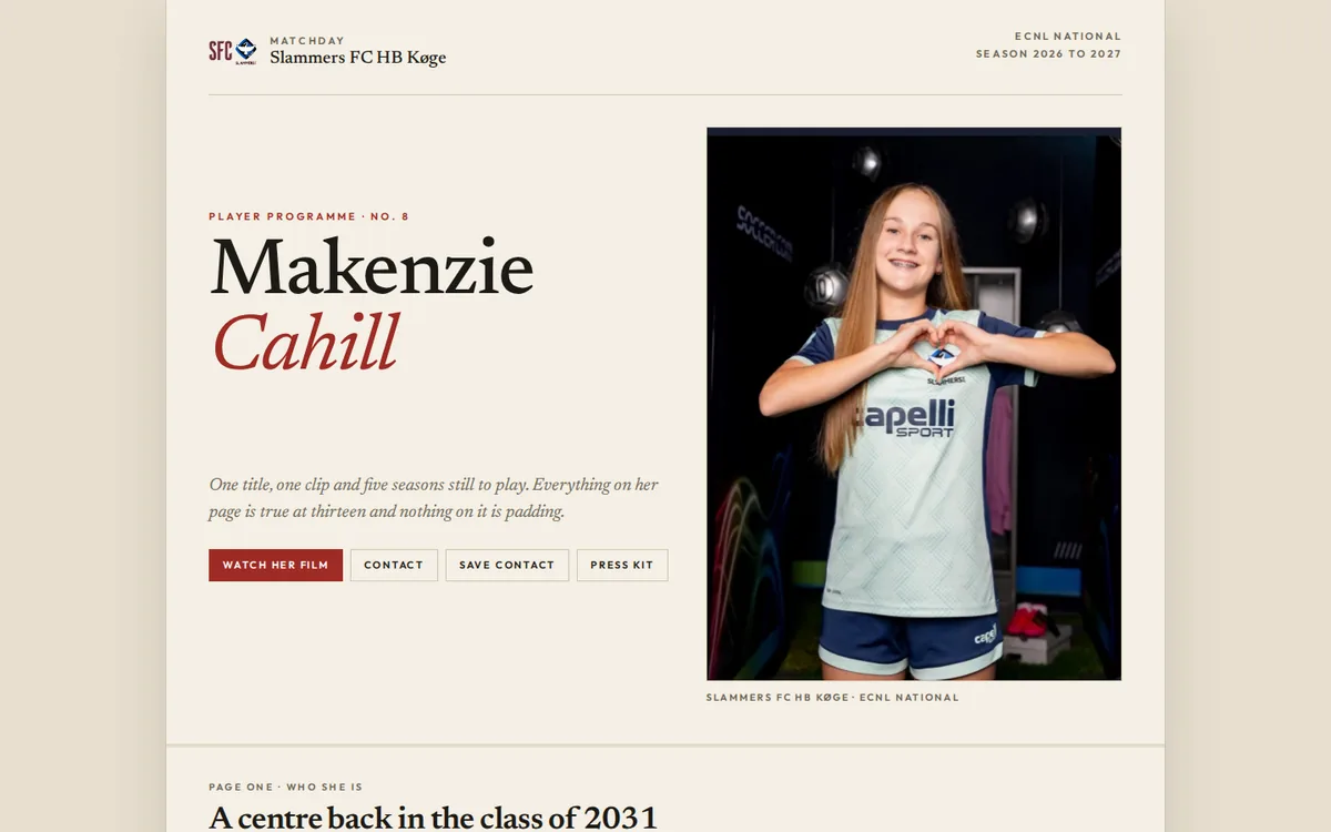 Makenzie's profile page