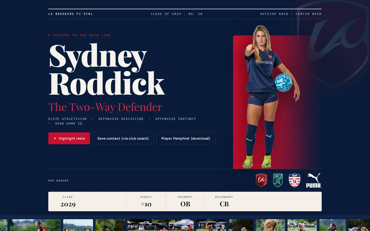 Sydney's profile page